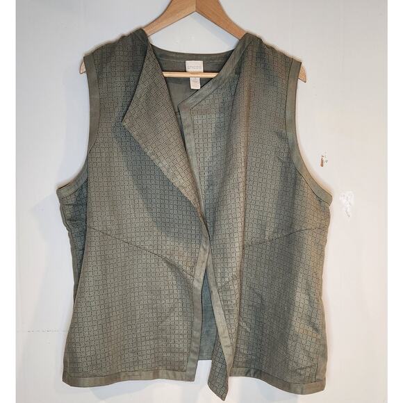 Chico's Vest Green Womens 3 Faux Seude Western Fall Top Shirt - Picture 1 of 7